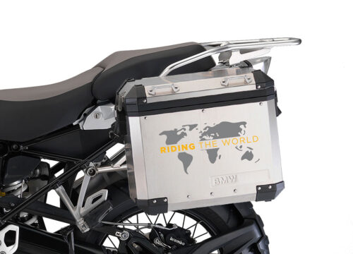 SIG 1387 BMW Aluminum Panniers The Globe Grey Yellow Left 02