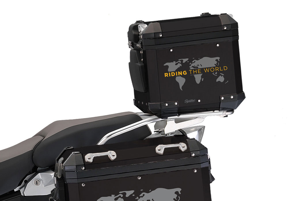 SIG 1392 BMW Aluminum Black Top Box The Globe Grey Yellow Left 02