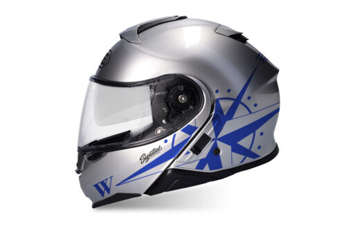SIG 1468 Shoei Neotec II Compass Silver Helmet Blue