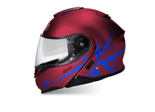 SIG 1468 Shoei Neotec II Compass Wine Red Helmet Blue