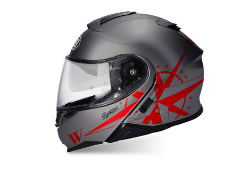 SIG 1469 Shoei Neotec II Compass Deep Grey Helmet Red