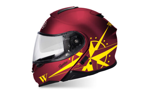 SIG 1471 Shoei Neotec II Compass Wine Red Helmet Yellow