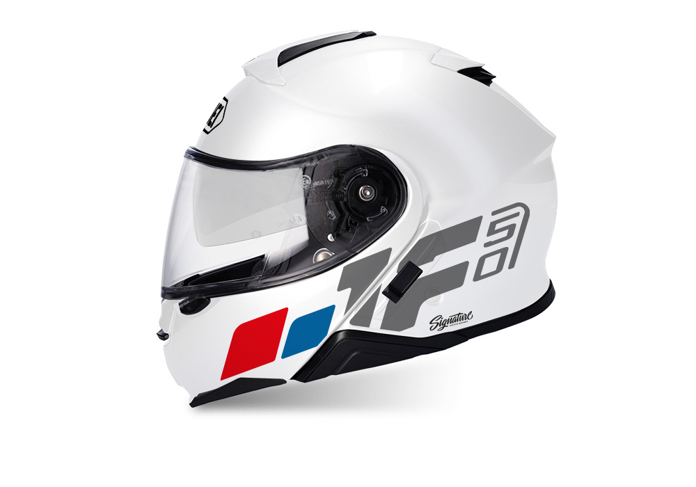 SIG 1498 Shoei Neotec II White Raise Red Blue