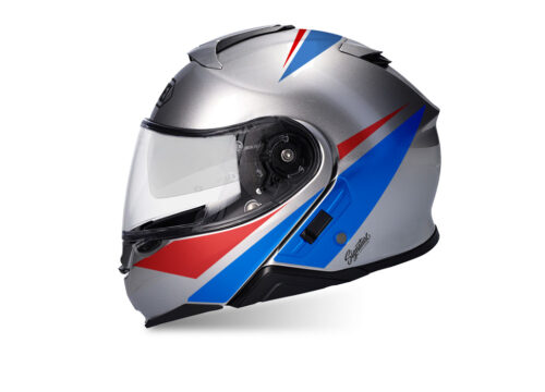 SIG 1499 Shoei Neotec II Vivo Red Blue Silver