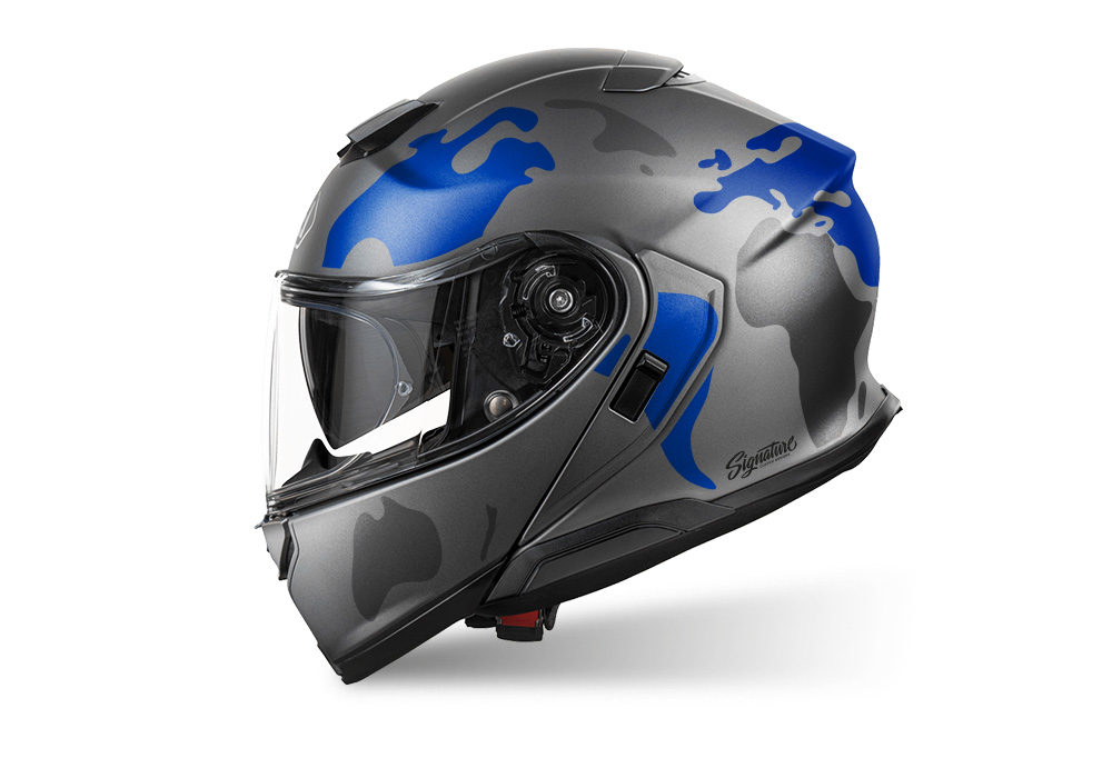 SIG 1522 Shoei Neotec 3 Anthrasite The Globe Blue & Grey