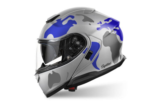 SIG 1522 Shoei Neotec 3 Silver The Globe Blue & Grey