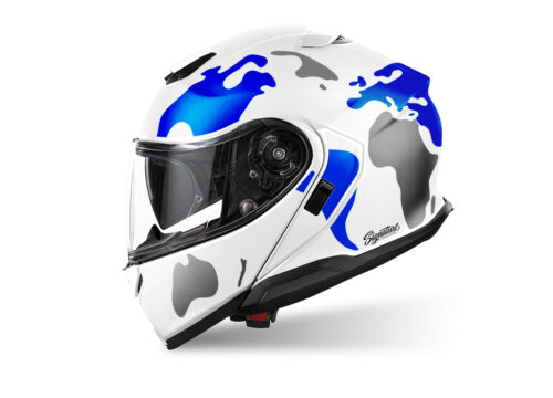 SIG 1522 Shoei Neotec 3 White The Globe Blue & Grey