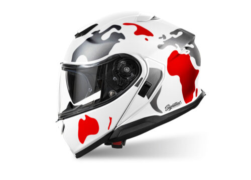 SIG 1523 Shoei Neotec 3 White The Globe Red & Grey