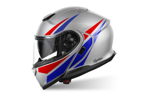 SIG 1525 Shoei Neotec 3 Silver Vivo Red & Blue